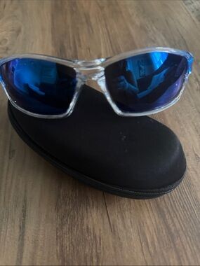Clear Frame Blue Mirror Sunglasses for Men